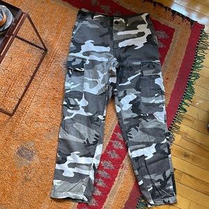 Black and white camo cargo pants